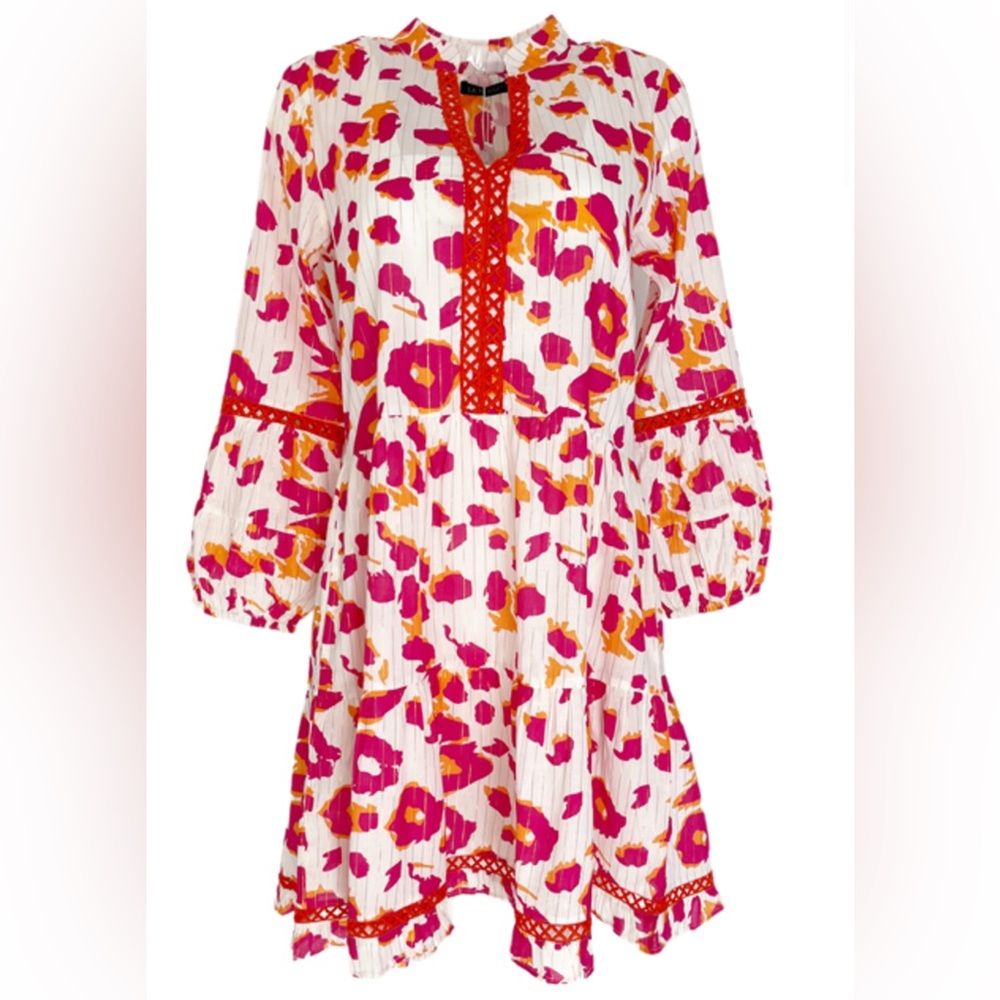 La Plage Alison Long Sleeve Dress, Leopard